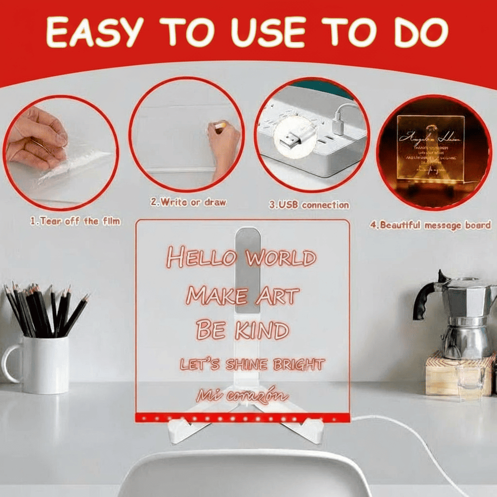 Daddyclean 3D Rewritable Acrylic LED Message Board DaddyClean