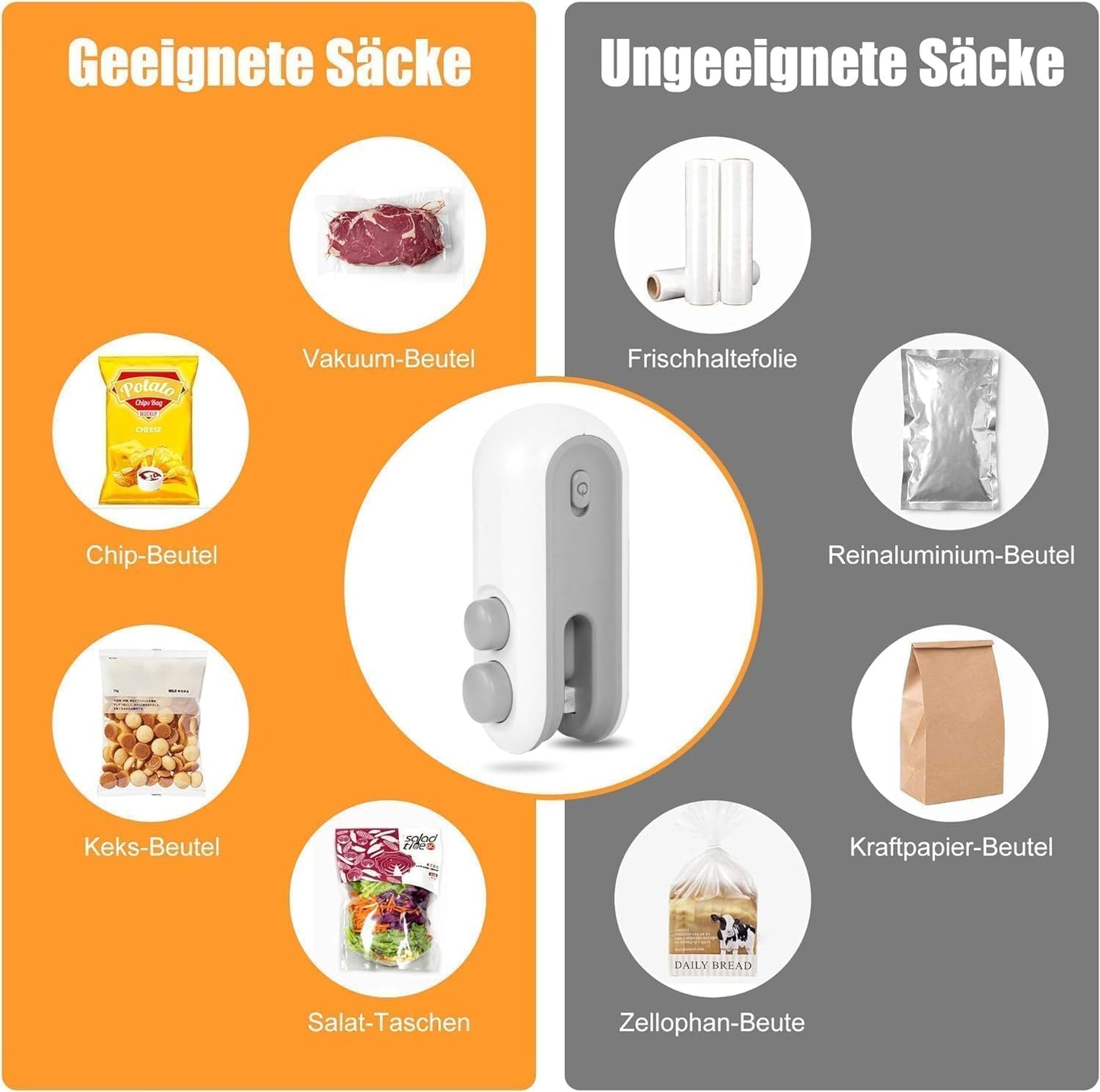 Daddyclean rechargeable Magnetic Heat Sealing & Cutting Machine for Plastic Packing Bag Sealer Mini for Food pack DaddyClean™