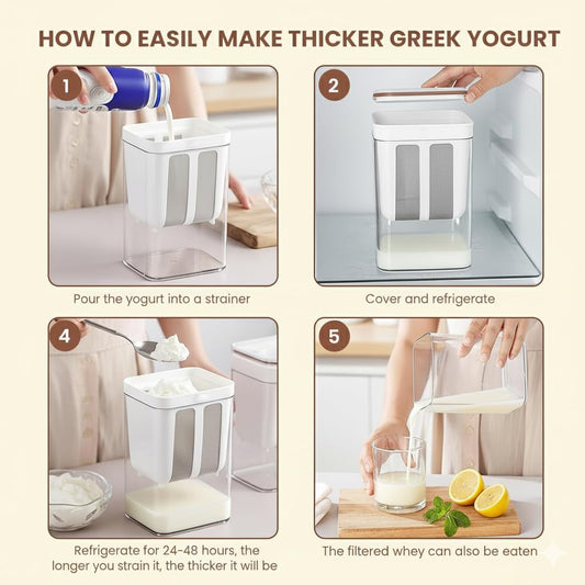 Daddyclean Curd Craft |1100ml Fine Mesh Strainer Box with Lid | Perfect for Making Homemade Yogurt, Curd, Cheese & More DaddyClean