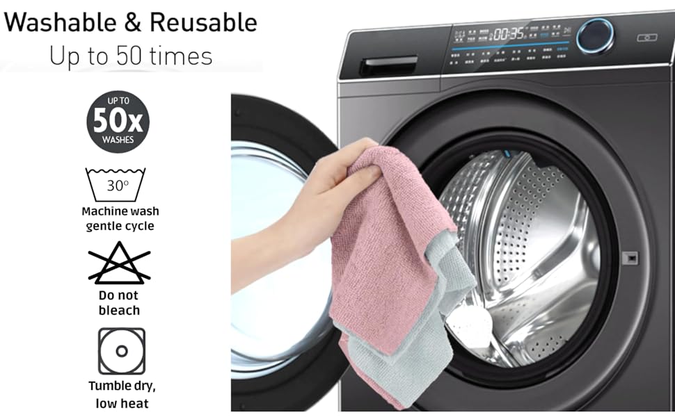 DaddyClean® Multipurpose Reusable Microfiber Cloth Roll – 20 Washable Pulls DaddyClean