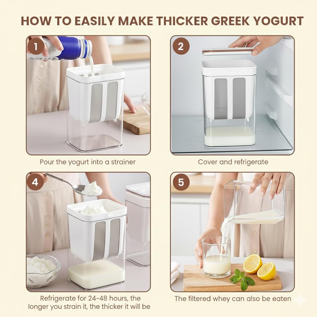 Daddyclean Curd Craft |1100ml Fine Mesh Strainer Box with Lid | Perfect for Making Homemade Yogurt, Curd, Cheese & More DaddyClean